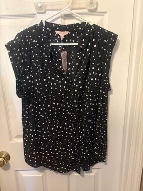 Philosophy Black Blouse with White Dot Print
